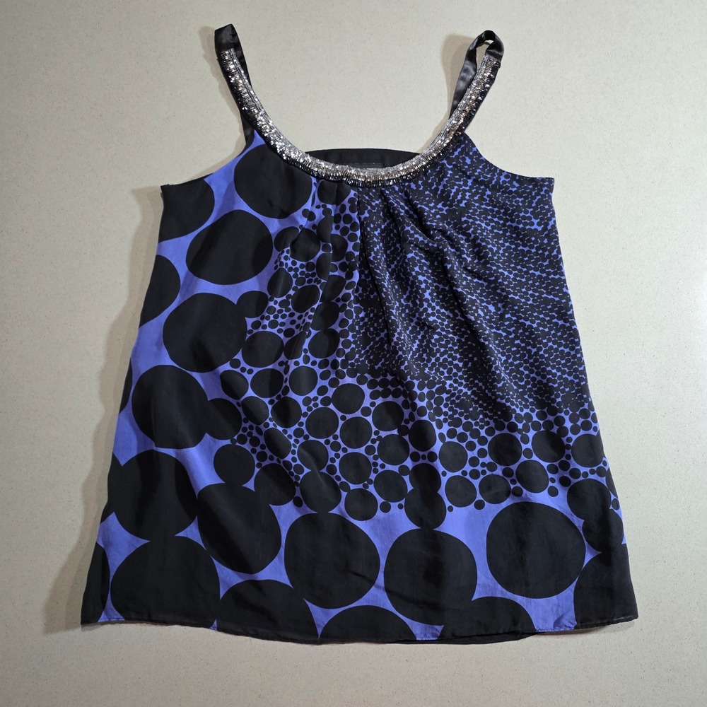 INC International Concepts Silk Blend Beaded Polka Dot Camisole Top Purple 14